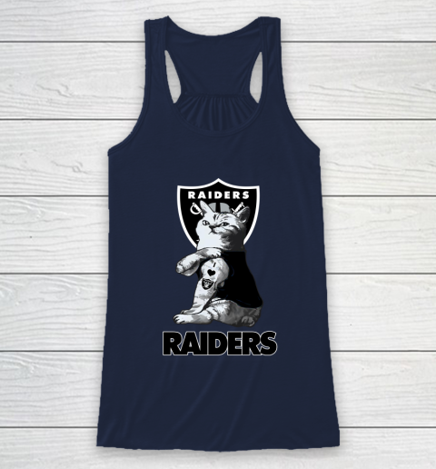 NFL Football My Cat Loves Oakland Raiders Racerback Tank - Image 9