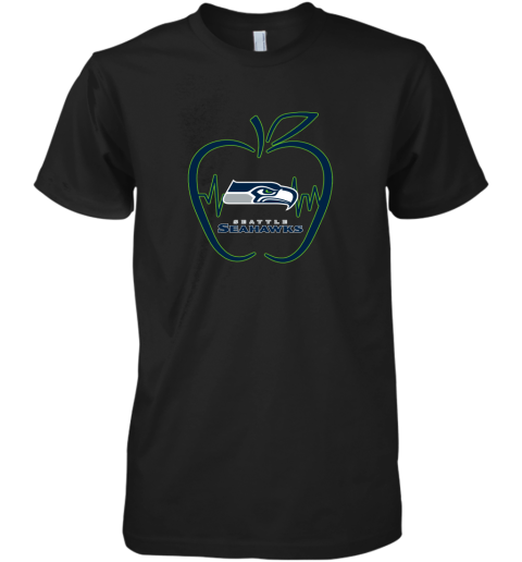 Apple Heartbeat Teacher Symbol Seattle Seahawks Premium Men's T-Shirt