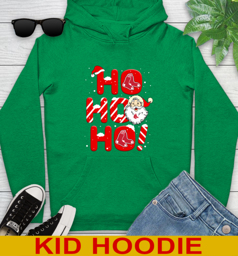 Boston Red Sox MLB Baseball Ho Ho Ho Santa Claus Merry Christmas Shirt Youth Hoodie - Image 9
