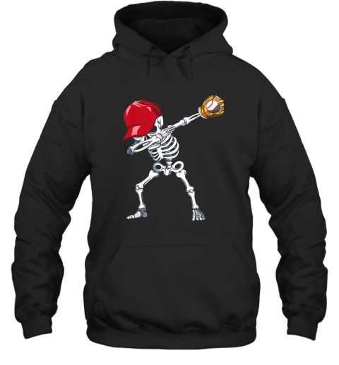 Dabbing Skeleton Baseball Shirt Funny Halloween Gift Boys Hoodie