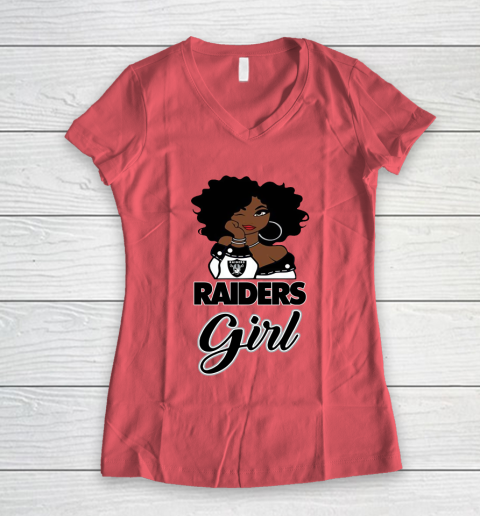 Oakland Raiders Girl NFL Women's V-Neck T-Shirt 6