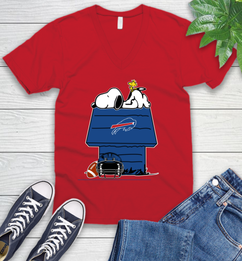 Buffalo Bills NFL Football Snoopy Woodstock The Peanuts Movie V-Neck T-Shirt 7