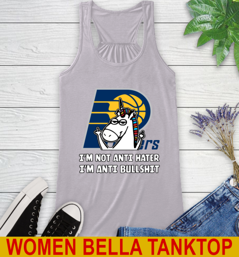 Indiana Pacers NBA Basketball Unicorn I'm Not Anti Hater I'm Anti Bullshit Racerback Tank 5