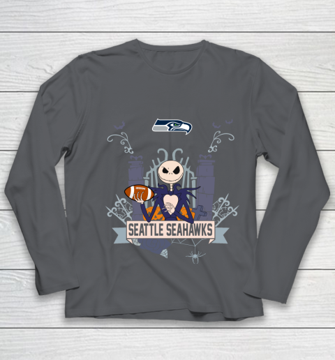 NFL Seattle Seahawks Football Jack Skellington Halloween Youth Long Sleeve 6