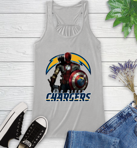 NFL Captain America Thor Spider Man Hawkeye Avengers Endgame Football San Diego Chargers Racerback Tank