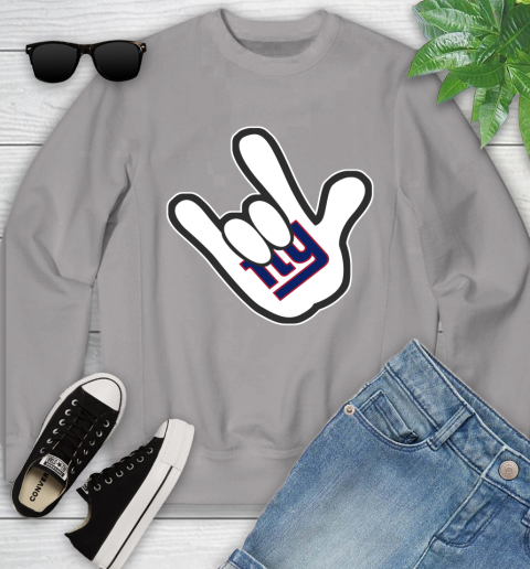 New York Giants NFL Football Mickey Rock Hand Disney Youth Sweatshirt 4