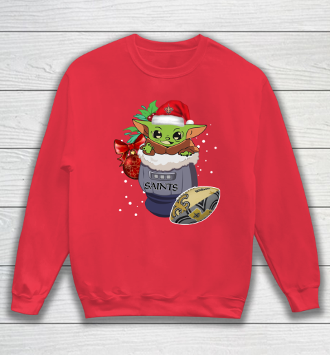 New Orleans Saints Christmas Baby Yoda Star Wars Funny Happy NFL Sweatshirt 8