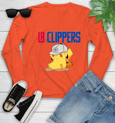 NBA Pikachu Basketball Sports Los Angeles Clippers Youth Long Sleeve 4