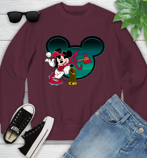 MLB Atlanta Braves The Commissioner's Trophy Mickey Mouse Disney Youth Sweatshirt 5