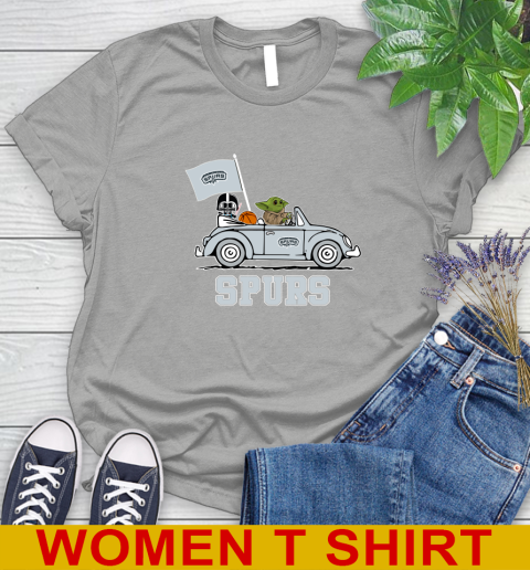 NBA Basketball San Antonio Spurs Darth Vader Baby Yoda Driving Star Wars Shirt Women's T-Shirt 11