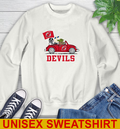 NHL Hockey New Jersey Devils Darth Vader Baby Yoda Driving Star Wars Shirt Sweatshirt