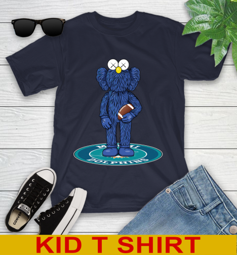 NFL Football Miami Dolphins Kaws Bff Blue Figure Shirt Youth T-Shirt 3