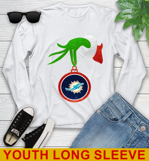 Miami Dolphins Grinch Merry Christmas NFL Football Youth Long Sleeve