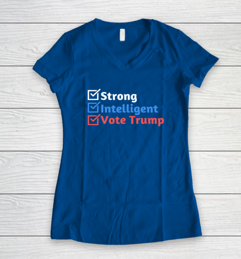 Strong Intelligent Women for Trump Girl MAGA Checklist Women's V-Neck T-Shirt 5