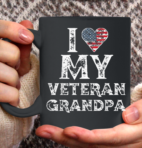 I Love My Veteran Grandpa Vintage Veteran's Day Ceramic Mug 11oz 2