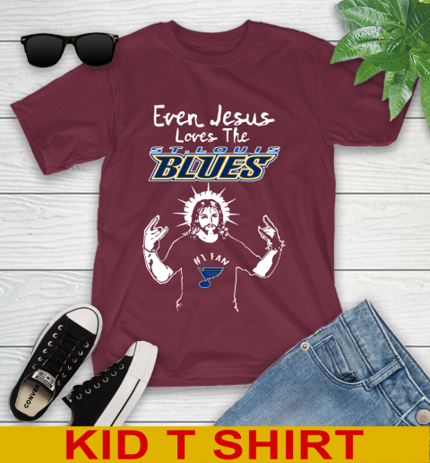 St.Louis Blues NHL Hockey Even Jesus Loves The Blues Shirt Youth T-Shirt 5