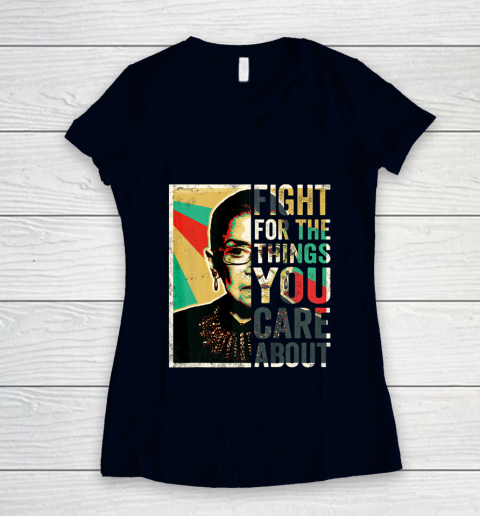 Notorious RBG Shirt Fight For The Things You Care About Vintage Rbg Women's V-Neck T-Shirt 2