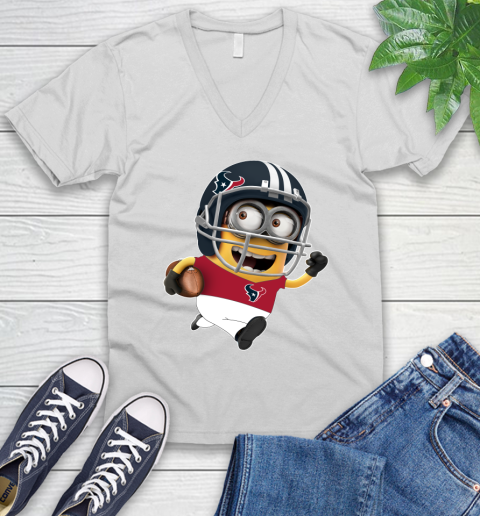 NFL Houston Texans Minions Disney Football Sports V-Neck T-Shirt