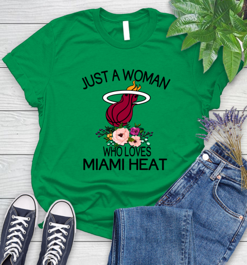 NBA Just A Woman Who Loves Miami Heat Basketball Sports Women's T-Shirt 4