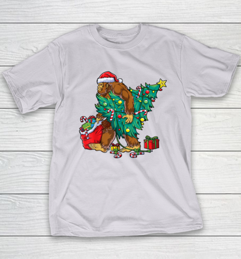 Bigfoot Christmas Tree Lights Xmas Boys Men Sasquatch Lovers Youth T-Shirt 12