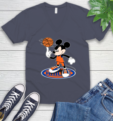 NBA Basketball New York Knicks Cheerful Mickey Disney Shirt V-Neck T-Shirt 8