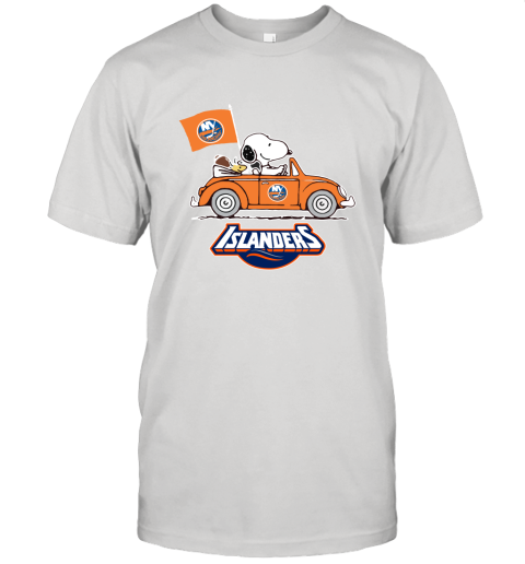 Snoopy And Woodstock Ride The New York Islander Car NHL Unisex Jersey Tee