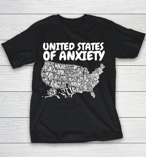 United States Of Anxiety US Map Youth T-Shirt