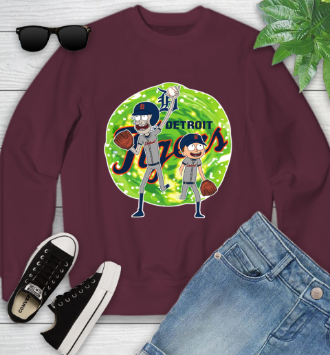 MLB Detroit Tigers Rick And Morty Baseball Sports Youth Sweatshirt 5