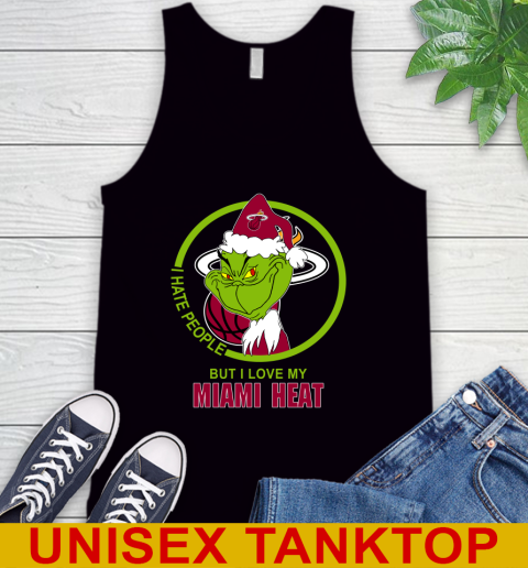 Miami Heat NBA Christmas Grinch I Hate People But I Love My Favorite Basketball Team Tank Top 2