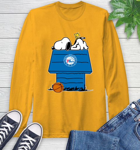 Philadelphia 76ers NBA Basketball Snoopy Woodstock The Peanuts Movie Long Sleeve T-Shirt 3