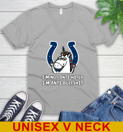 Indianapolis Colts NFL Football Unicorn I'm Not Anti Hater I'm Anti Bullshit V-Neck T-Shirt 4