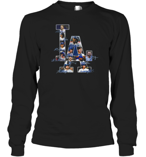 Los Angeles Dodgers name and signature LA Logo Long Sleeve T-Shirt