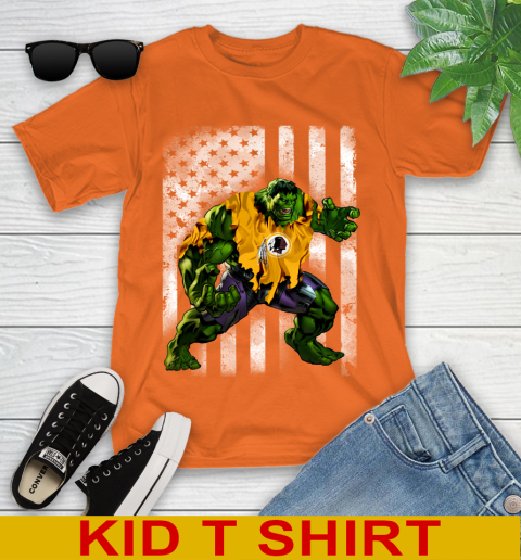Washington Redskins Hulk Marvel Avengers NFL Football American Flag Youth T-Shirt 8