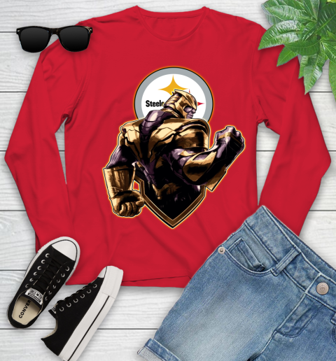 NFL Thanos Avengers Endgame Football Sports Pittsburgh Steelers Youth Long Sleeve 11