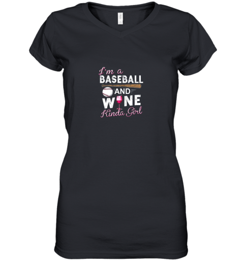 Im A Baseball And Wine Kinda Women's V-Neck T-Shirt