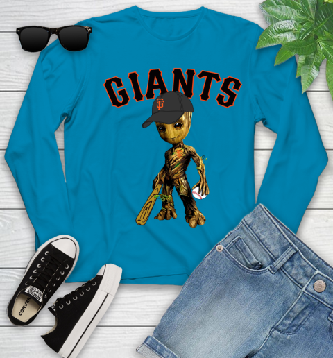 MLB San Francisco Giants Groot Guardians Of The Galaxy Baseball Youth Long Sleeve 7