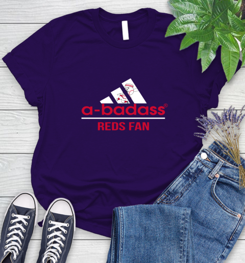 MLB A Badass Cincinnati Reds Fan Adidas Baseball Sports Women's T-Shirt 4