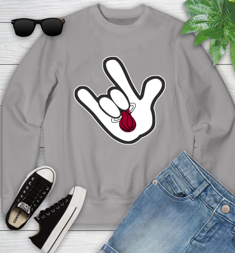 Miami Heat NBA Basketball Mickey Rock Hand Disney Youth Sweatshirt 4