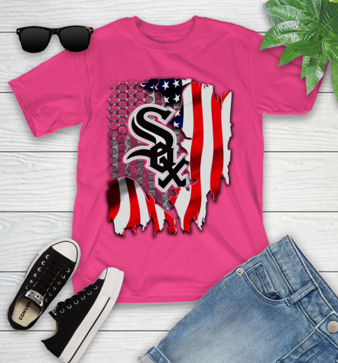Chicago White Sox MLB Baseball American Flag Youth T-Shirt 11