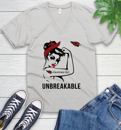 NFL Arizona Cardinals Girl Unbreakable Football Sports V-Neck T-Shirt
