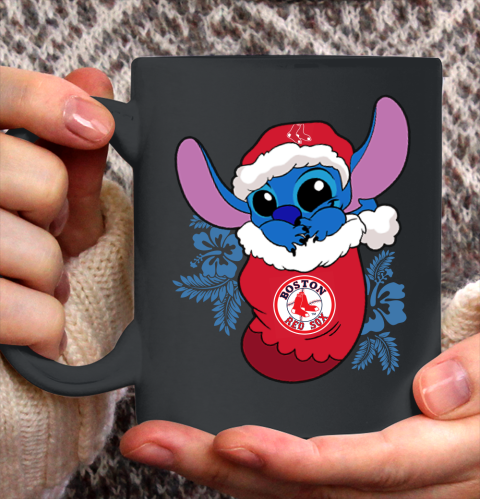 Boston Red Sox Christmas Stitch In The Sock Funny Disney MLB Ceramic Mug 11oz 3