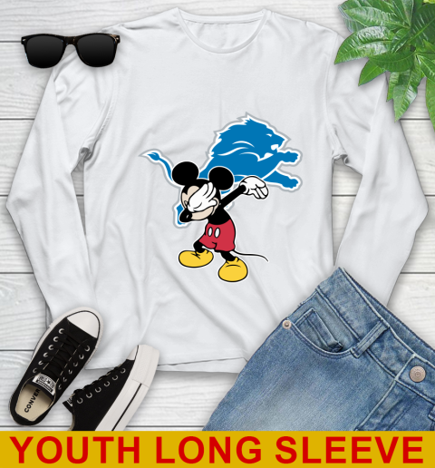 Detroit Lions NFL Football Dabbing Mickey Disney Sports Youth Long Sleeve