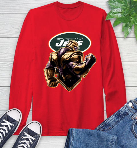 NFL Thanos Avengers Endgame Football Sports New York Jets Long Sleeve T-Shirt 10