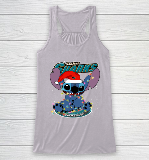 San Jose Sharks NHL Hockey noel stitch Christmas Racerback Tank 3