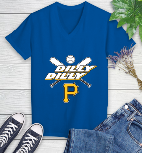 MLB Pittsburgh Pirates Dilly Dilly Baseball Sports Women's V-Neck T-Shirt 10