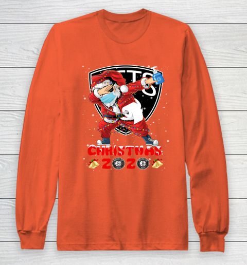 Brooklyn Nets Funny Santa Claus Dabbing Christmas 2020 NBA Long Sleeve T-Shirt 3