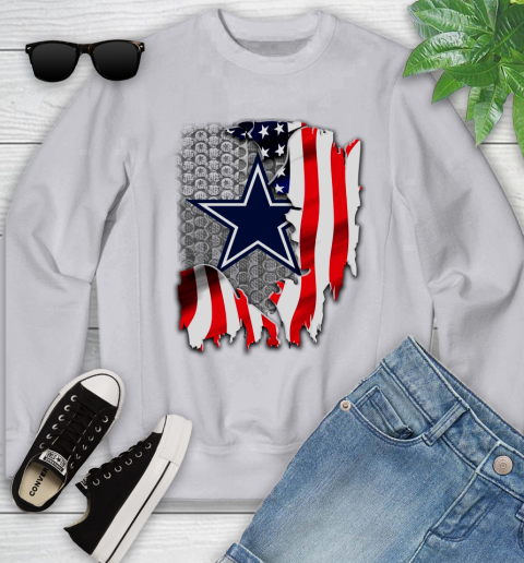 Dallas Cowboys NFL Football American Flag Youth Sweatshirt 3