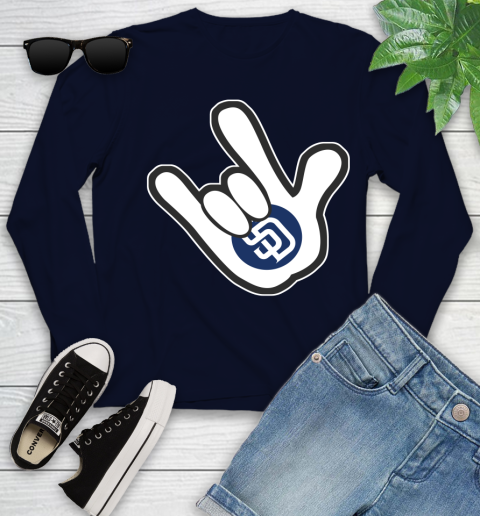 San Diego Padres MLB Baseball Mickey Rock Hand Disney Youth Long Sleeve 3