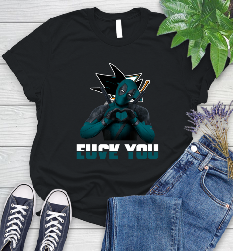 NHL San Jose Sharks Deadpool Love You Fuck You Hockey Sports Women's T-Shirt