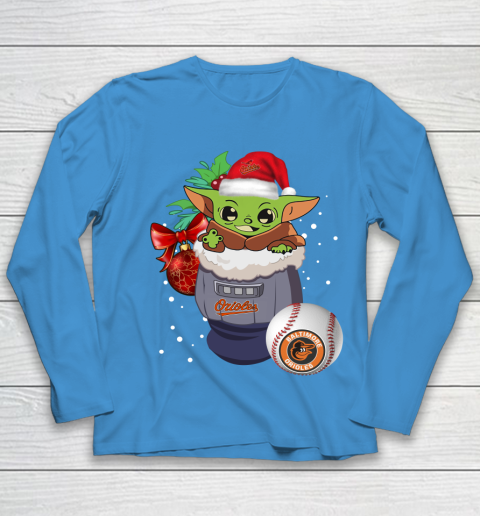 Baltimore Orioles Christmas Baby Yoda Star Wars Funny Happy MLB Youth Long Sleeve 7
